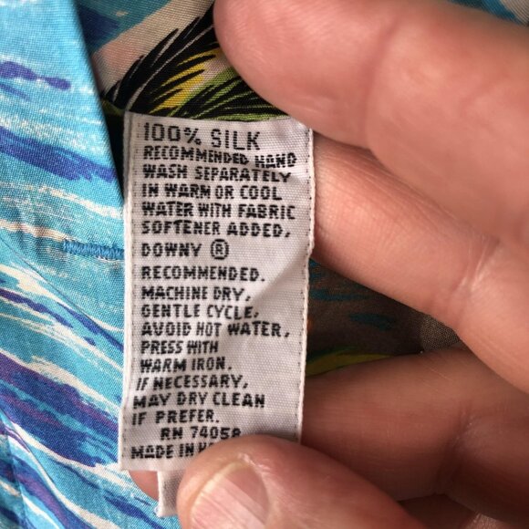 Anne Pinkerton Shirt Womens Medium Multicolor Silk Hawaiian Surfer Scenic 90s - Picture 7 of 16